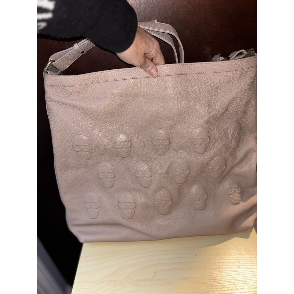 IO Pelle Italia Skull Embossed Leather Slouch Hobo Mousse Taupe TikTok Viral Bag